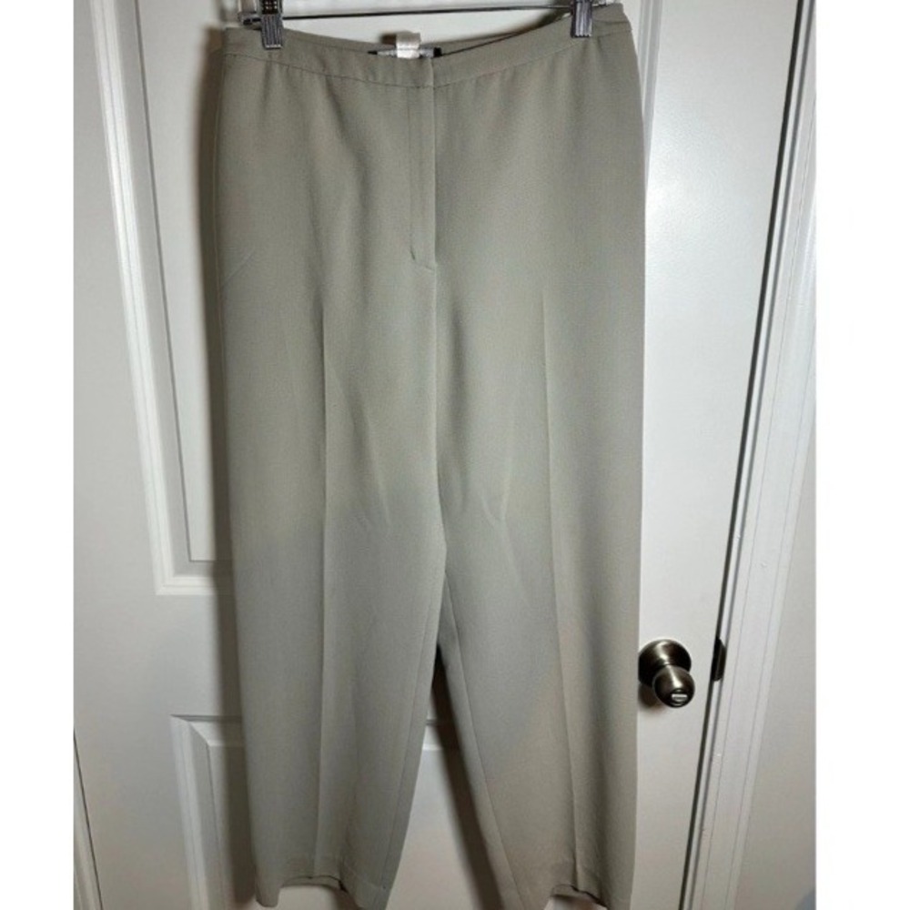 Jones New York Sz‎ 10 Dress Pants Beige High Rise Wide Leg Trousers Career Lined